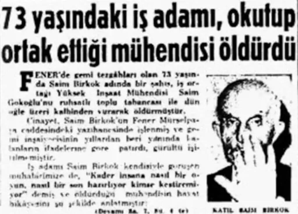 Saim Birkokun Cinayetle Ilgili Gazete Haberi