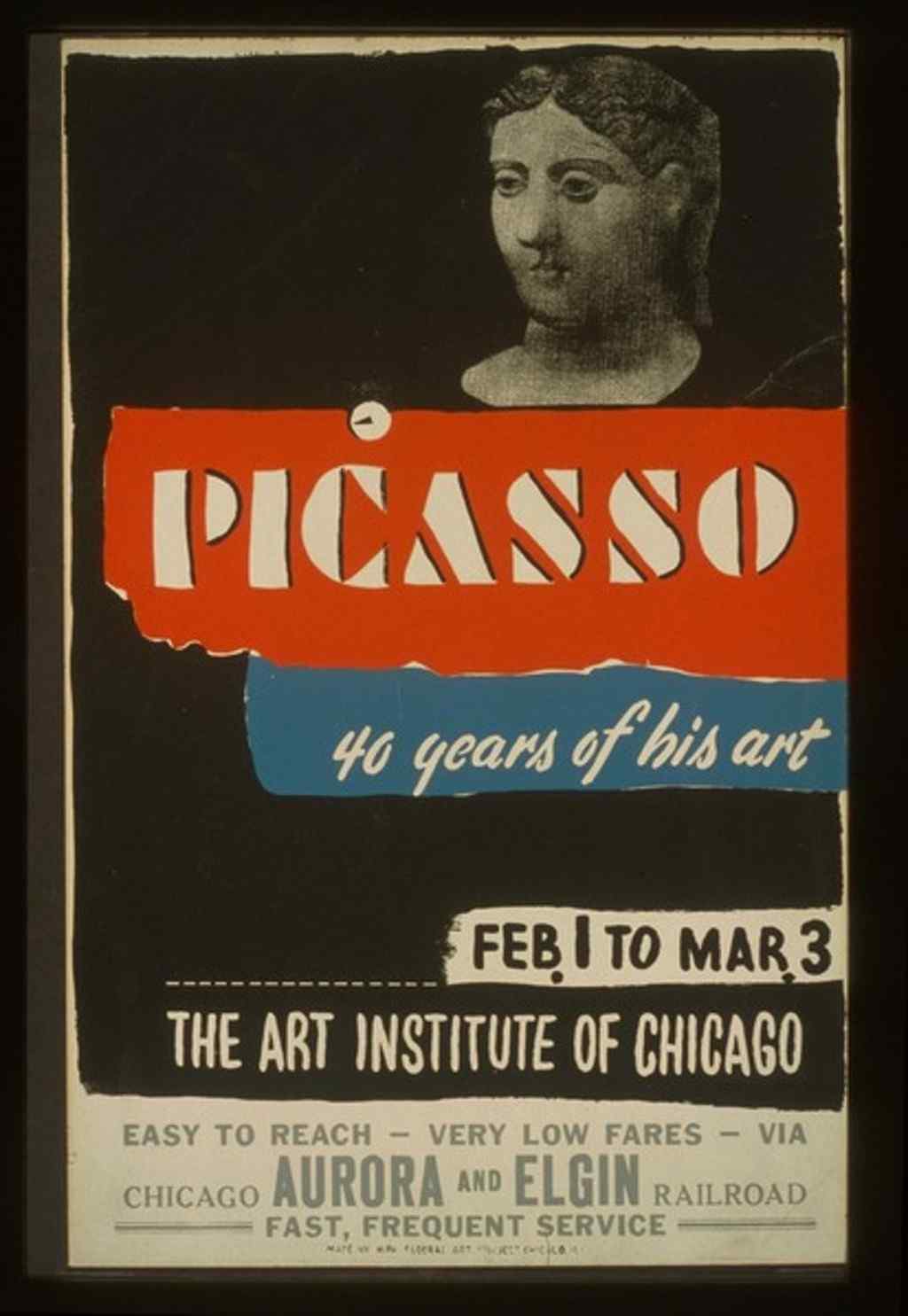 Pablo Picasso ve eserleri uzerine bir retrospektif sanat sergisi afisi