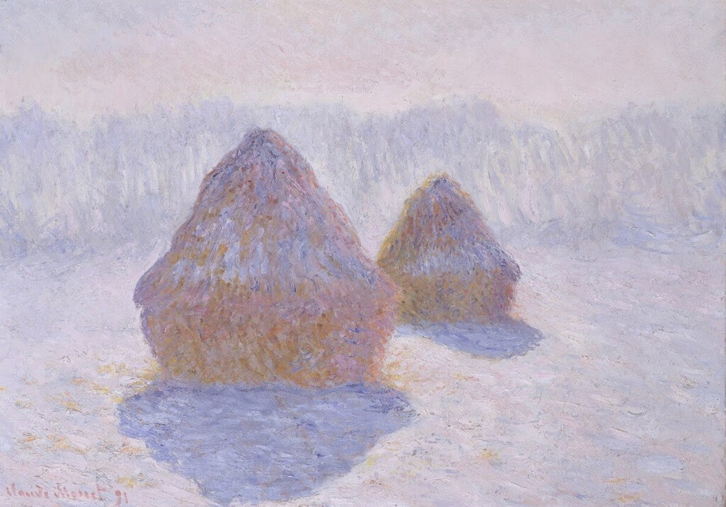 Claude Monet Saman Yiginlari Kar ve Gunes Etkisi